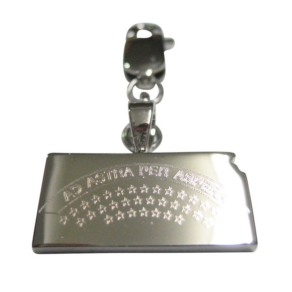 Kansas State Map Shape and Flag Zipper Pull Charm - Picture 1 of 2